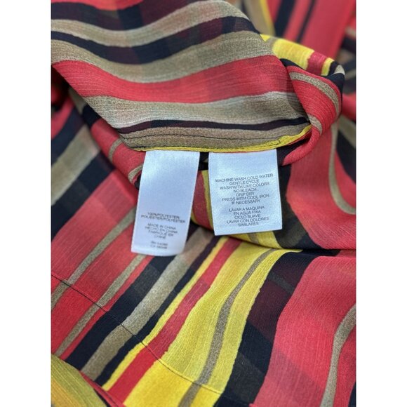Jones New York Sport Size XL Women Sheer Multicolor Striped Blouse - Picture 8 of 11